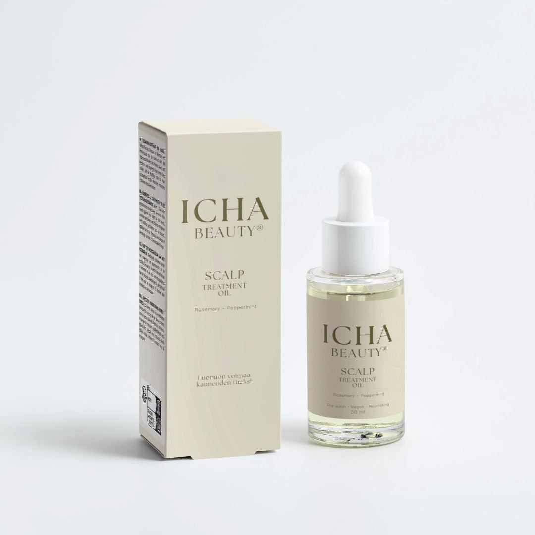 ICHA Beauty® Scalp Oil Serum Rosemary + Peppermint – Kevyt Hiuspohjaöljy Rosmariinilla ja Piparmintulla